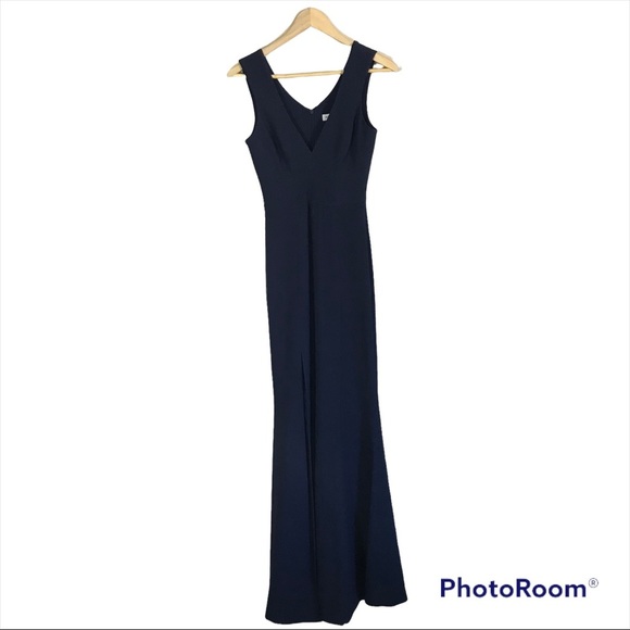 Dress the Population Women's Sandra Plunging Neckline Solid Slit Dress Size XS - Picture 7 of 11